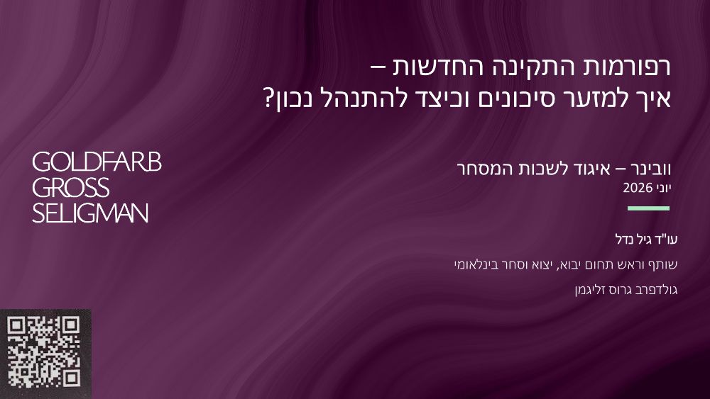 שקף פתיחה – רפורמת התקינה החדשה – איך למזער סיכונים וכיצד להתנהל נכון