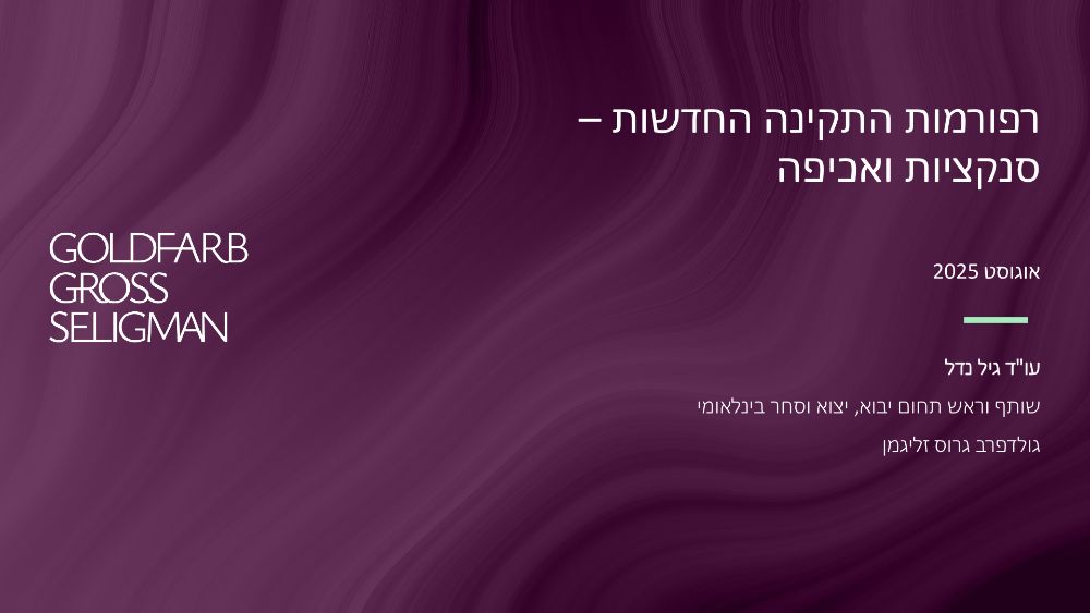 שקף פתיחה – רפורמת התקינה החדשה – סנקציות ואכיפה